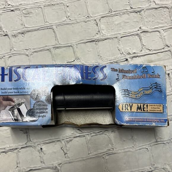 Vintage Deadstock Fiscal Fitness The Musical Dumbbell Bank NIB - Picture 2 of 4